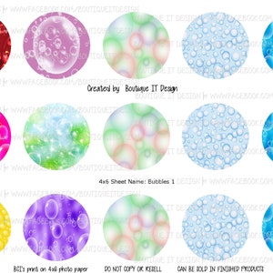 Bubbles - 25mm/1in Bottle Cap Image - 4x6 Sheet