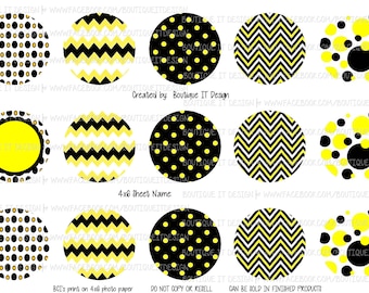 Gold and Black - 25mm/1in Bottle Cap Image - 4x6 Sheet