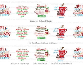 Hot Cocoa and Movies - 25mm/1in Bottle Cap Image - 4x6 Sheet