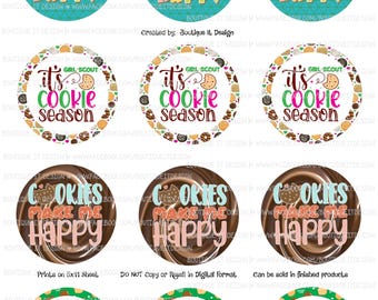 Scout - Girl - Cookies Make Me Happy - 2.25 inch Flatback Button Image - 8x11 sheet