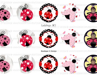 Ladybugs - 25mm/1in Bottle Cap Image - 4x6 Sheet