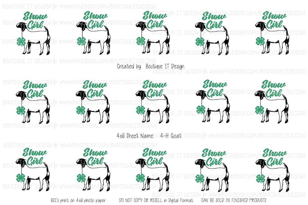 4-H Goat - Show Girl - 25mm/1in Bottle Cap Image - 4x6 Sheet - Etsy
