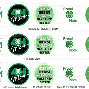 4-H Mom - 25mm/1in Bottle Cap Image - 4x6 Sheet