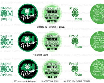 4-H Mom - 25mm/1in Bottle Cap Image - 4x6 Sheet