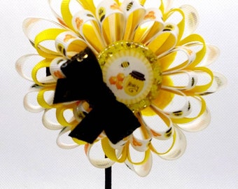 OOAK-Honey Bee Flower Loopy Hairbow
