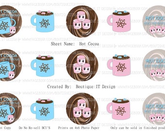 Hot Cocoa - 25mm/1in Bottle Cap Image - 4x6 Sheet