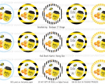 Honey Bee - 25mm/1in Bottle Cap Image - 4x6 Sheet
