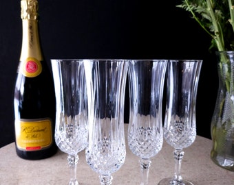 Cristal || D'Arques || Durand || Longchamp || Crystal || Champagne || Flutes || Set of (2)