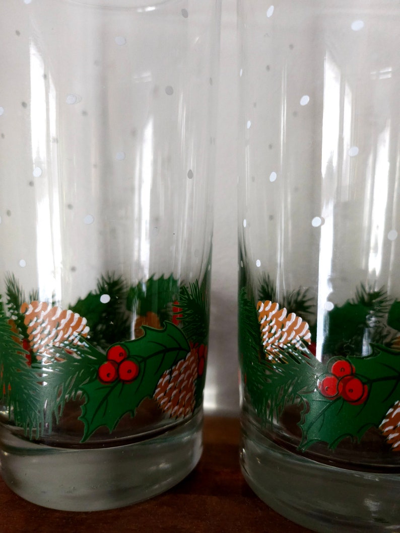 Vintage Libbey Christmas Glasses Set of 3 Etsy