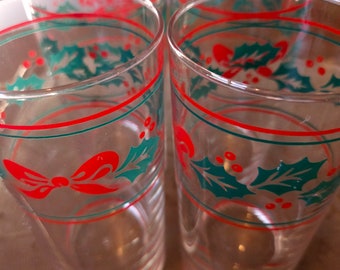 Vintage || Christmas || Glassware || Set of (4)