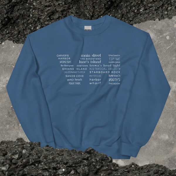 Vinalhaven Maine unisex sweatshirt | white letters on darker and primary colors