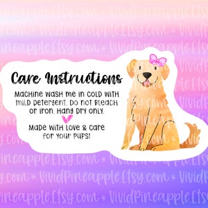 PNG Sticker Download - Care Instructions - Handmade Dog Supplies - Bandanas - Collars - Dog Outfits - Small Business Sticker