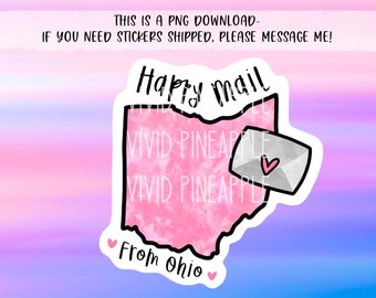 PNG Sticker Download - Happy Mail From Ohio - Pink Gray Black - Sticker -  Sticker File