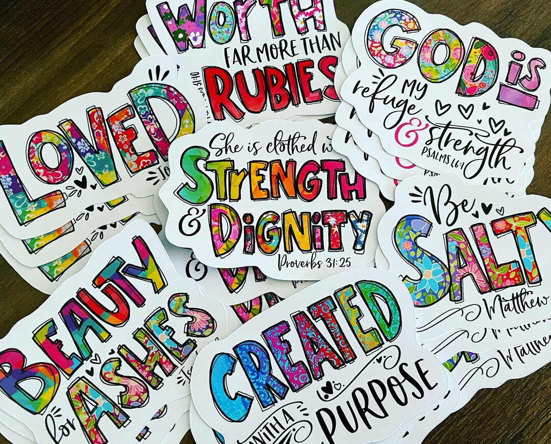 21 CHRISTIAN Women’s Colorful Bible Verse Stickers - 3” Glossy Die-cut ...