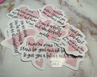 24 Christian “He Knows Me” Stickers - Large (3-4”) Glossy Die-Cut Stickers -Jesus God Christian Bible Verses - Package Fillers -Freebies