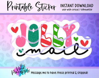 PNG Sticker Download - Jolly Mail - Christmas Sticker Design - Retro Hippie Boho Business Sticker - Digital File