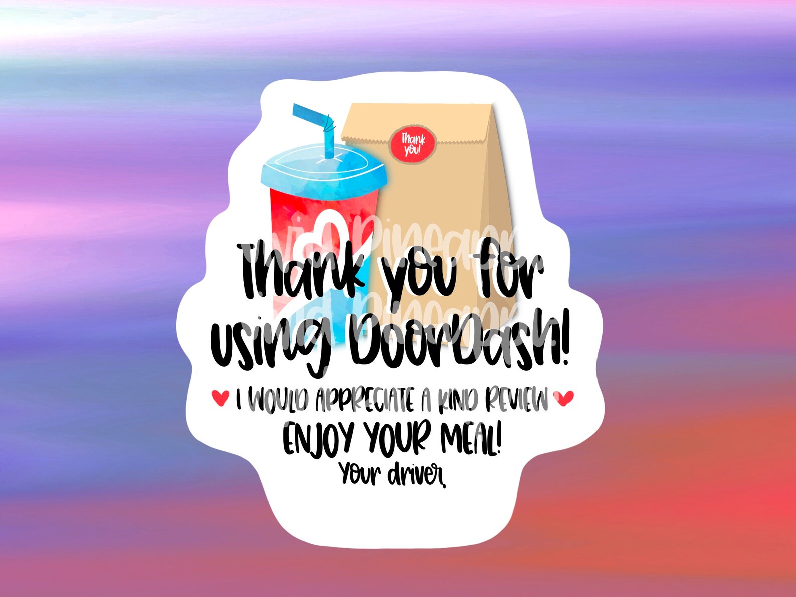 PNG Sticker Download Thank You for Using DoorDash GrubHub