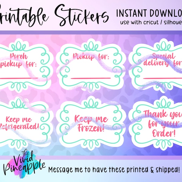 PNG Sticker Download - Small Baking Business Labels - Pickup Stickers - Refrigerate Frozen Stickers - Thank You For Your Order Sticker