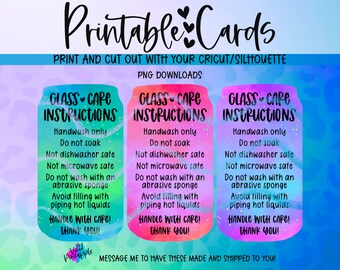 PNG Downloads - Libbey Glass Care Instructions - Cup Care Instructions - Tumblers Cup Glasses Mugs - Small Business Care Card