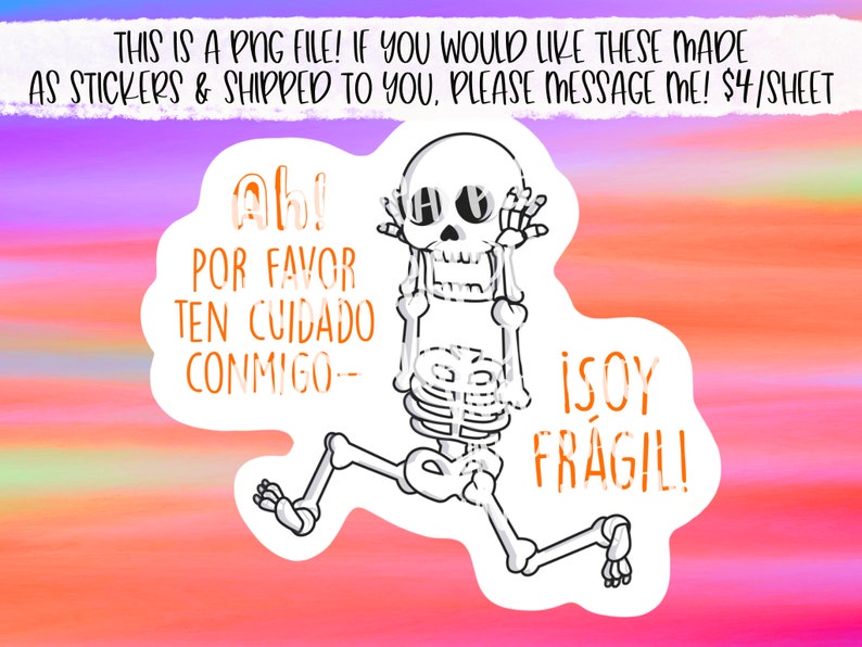 PNG Sticker Download Fragile Sticker English & Spanish Etsy