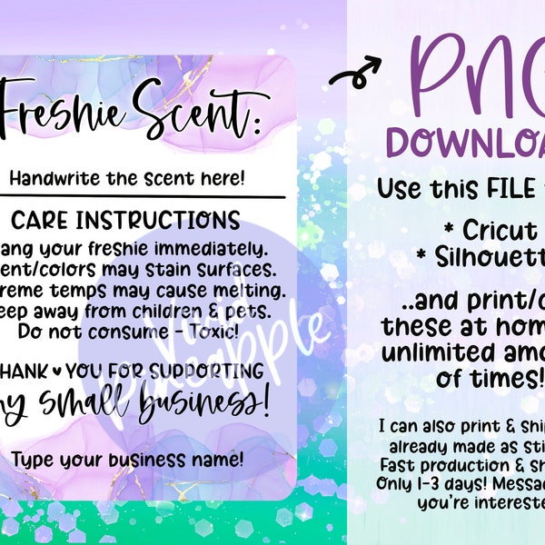 Freshie Care Instructions Thermal Label Etsy Canada