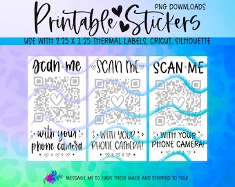 PNG Sticker Download - Scan Me - QR Code Sticker - Thermal Printer Label Download -2.25” x 1.25” -Small Business