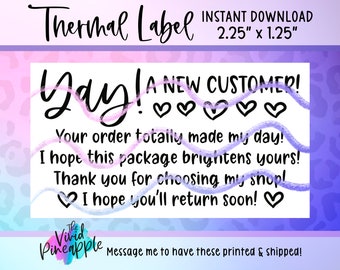 PNG Sticker Download - Yay! New Customer - Made My Day - Thermal Printer Label Download -2.25” x 1.25” -Small Business