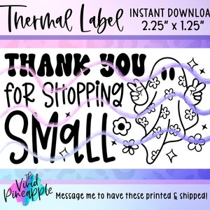 PNG Sticker Download - Shop Small - Groovy Halloween Ghost Small Business Sticker - Thermal Printer Sticker