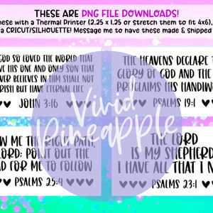PNG Downloads - Bible Verses - Thermal Printer Label Downloads - 2.25” x 1.25” - Small Business Stickers - Christian Jesus God Bible Verses