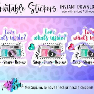 PNG Sticker Downloads - Love What’s Inside? Snap Review Share Stickers - Small Business Sticker - Leave a Review Stickers