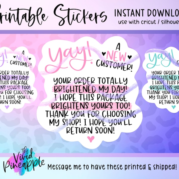 PNG Sticker Download - Yay! A New Customer! - Thank You Small Business Sticker - Small Shop Stickers - Appreciation Stickers