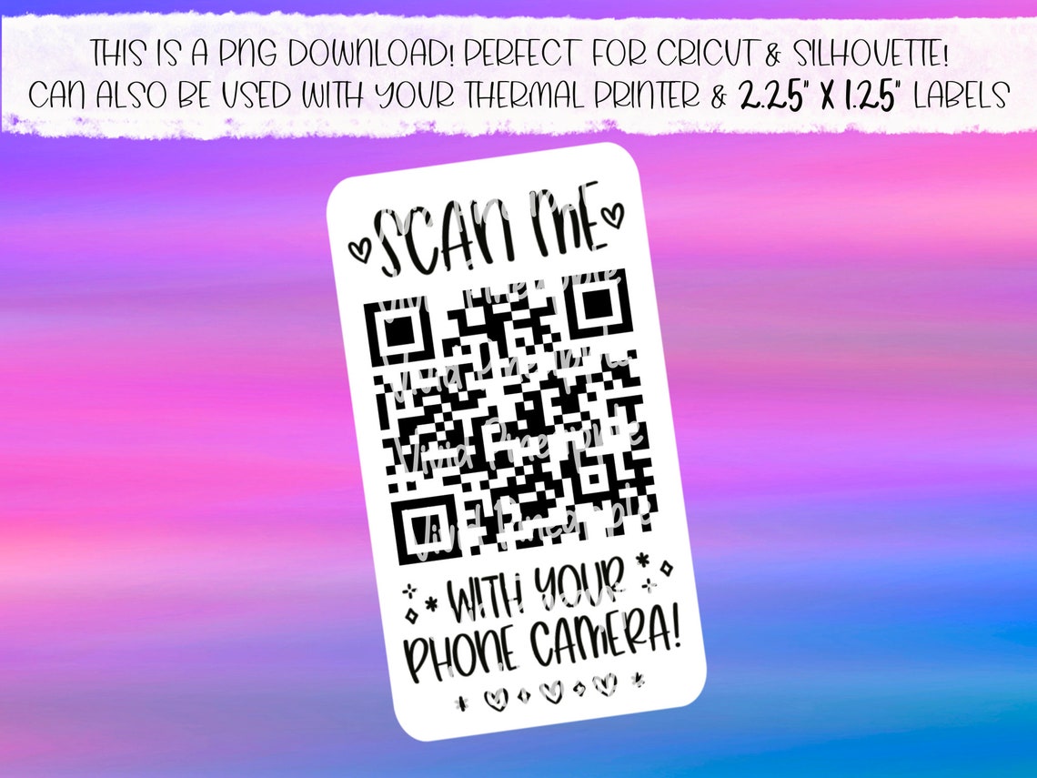 PNG Sticker Download Scan Me QR Code Sticker Thermal - Etsy
