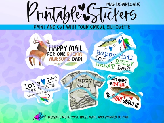 PNG Downloads - Fathers Day Sticker Bundle - Deer Hunting Fishing Lures Shirt - Small Business Stickers