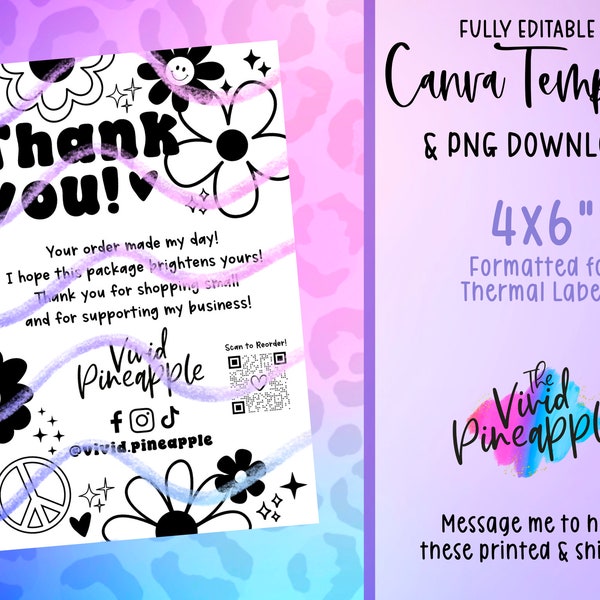 Fully Editable Canva Template - Thank You Download - PNG PDF File Download - Thank You - Add Your Logo Socials QrCode