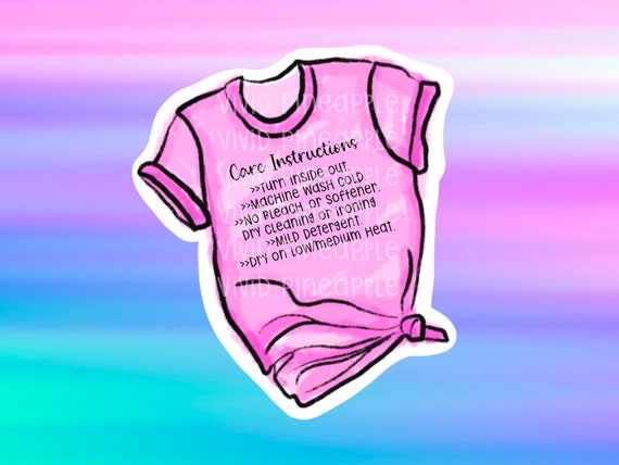 HTV Shirt Care Instructions Sticker PNG Download Care Card | Etsy