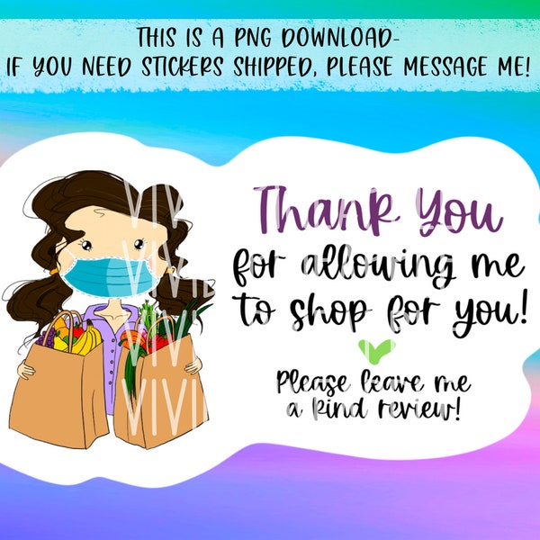 PNG Sticker Download - Thank You for Allowing Me to Shop for You - Please Leave Me a Kind Review - Personal Shopper Sticker - Sticker File