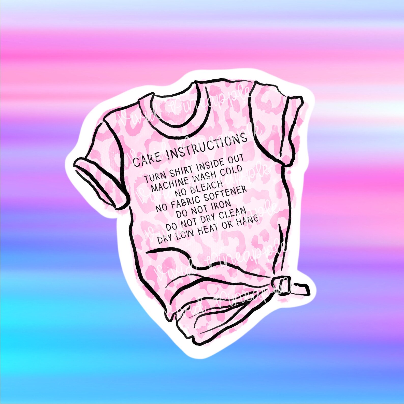 HTV Shirt Care Instructions Sticker PNG Download Care Card Etsy