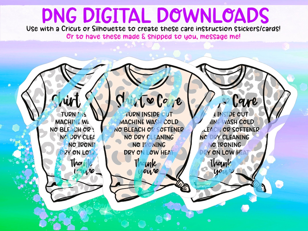 Sticker PNG Download - HTV Shirt Care Instructions - Animal Print ...