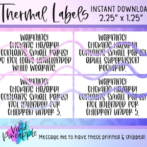 PNG Sticker Download - Warning - Choking Hazard - Thermal Printer Label Download - 2.25” x 1.25” - Small Business Sticker