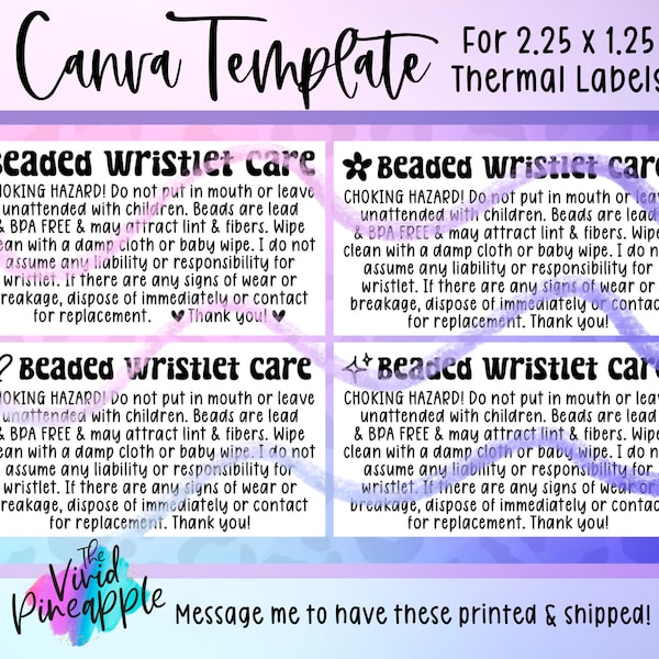 Plantilla de Canva editable y PNG - Cuidado de la pulsera con cuentas - Cuidado del llavero con cuentas - Cuidado del llavero con cuentas de silicona - Pegatinas digitales