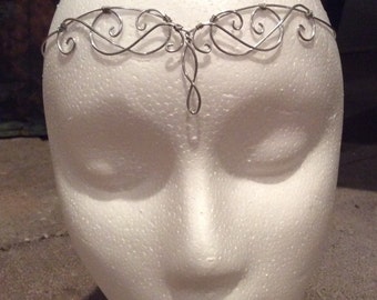 Diadema de elfo plateada, diadema renacentista, accesorio de vestuario, tocado, princesa, hada, corona de hada, elfo, duende