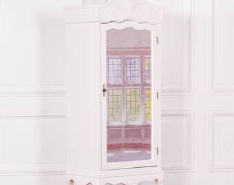 Antique French Style Silver Full Mirror Single Door Armoire Etsy