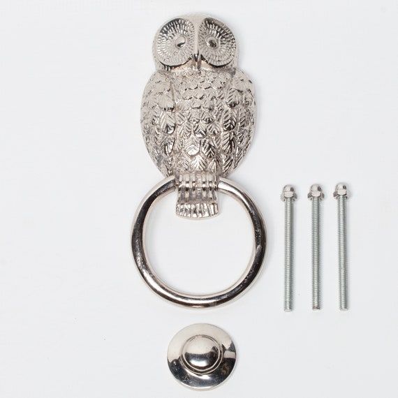 Stunning Polished Chrome Owl Shaped Door Knocker Etsy