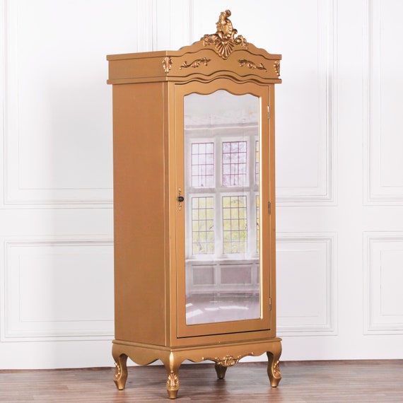 Antique French Style Gold Full Mirror Single Door Armoire Etsy