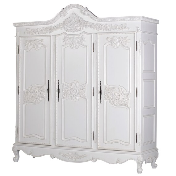Shabby Chic French Style Ornate White Painted Mahogany Triple Etsy