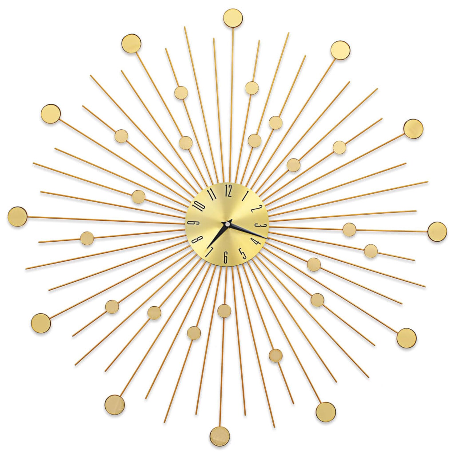 70 CM Retro Sunburst Style Gold Colour Metal Wall Clock Etsy