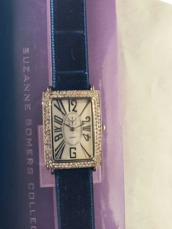Vintage Suzanne Somers Rhinestone Watch: Blue Velvet Band  display picture 1