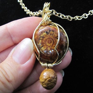Wrapped Pine Cone Pendant Necklace With Real Pine Cone