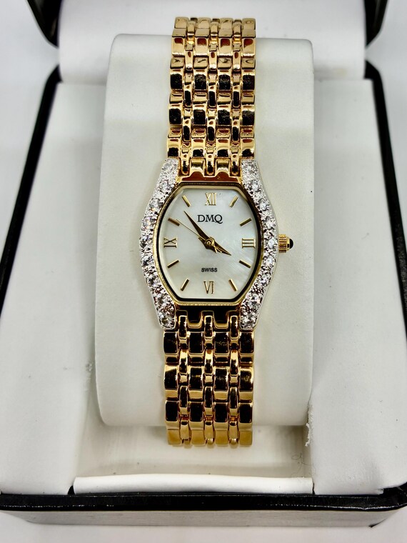 Vintage DMQ Swiss Watch: Mother of Pearl, Crystal Bezel  display picture 1