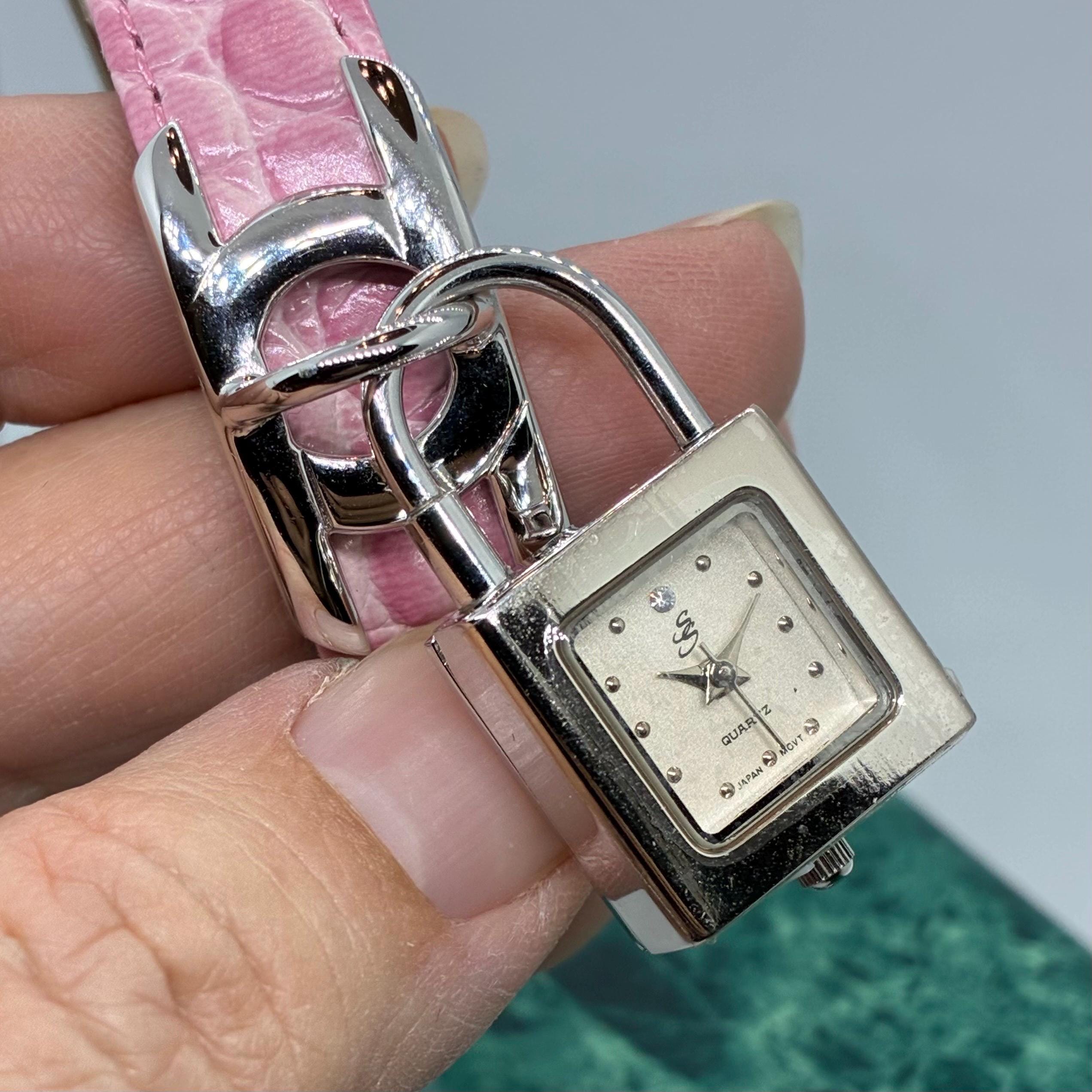 Rare Find Suzanne Somers Pad Lock Watch With Three Leather 